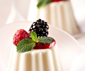Panna cotta with fresh berries Stock Photo 06