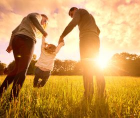 Parents lead the children to go out to play Stock Photo 02