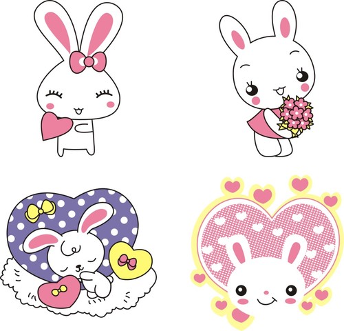 Pink cartoon cute animal bunny vector material