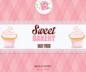 Pink sweet bakery card vector