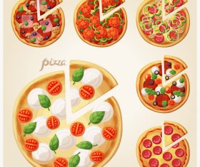 Pizza elements design vector 01