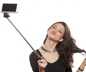 Pretty brunette woman selfie Stock Photo 02