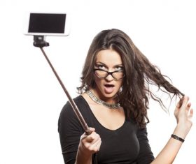 Pretty brunette woman selfie Stock Photo 03