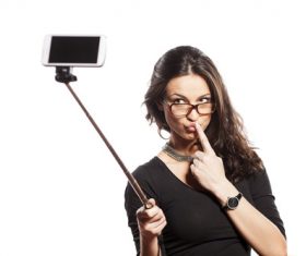 Pretty brunette woman selfie Stock Photo 04