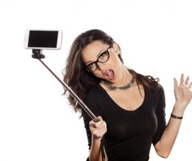 Pretty brunette woman selfie Stock Photo 05