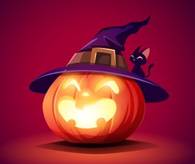 Pumpkin Witch Hat halloween vector