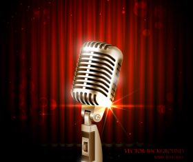 Rec curtain background with microphone vector