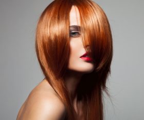 Red hair model with perfect glossy hair Stock Photo 08
