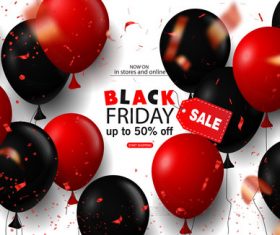 Red with black balloon and Black Friday sale background vector 02