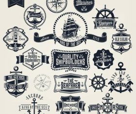 Retro badge with labels design vectors set 01