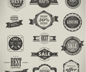 Retro badge with labels design vectors set 02