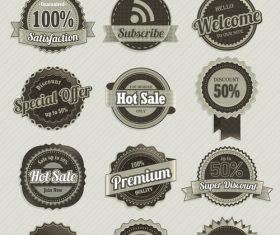 Retro badge with labels design vectors set 03