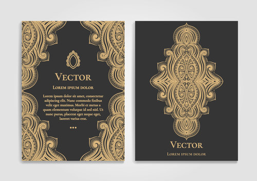 Retro luxury decor cover template vector 02