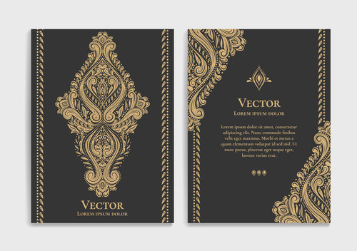 Retro luxury decor cover template vector 03