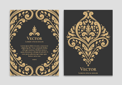 Retro luxury decor cover template vector 06