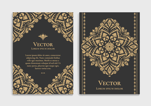 Retro luxury decor cover template vector 07