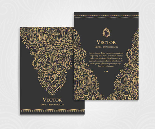 Retro luxury decor cover template vector 10