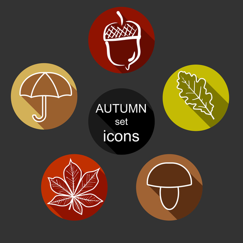 Round autumn icon vector