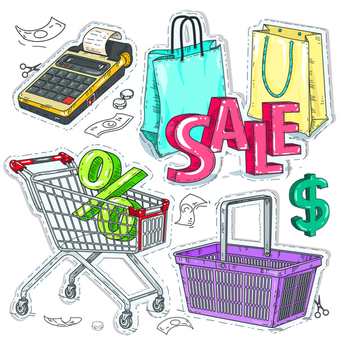 Sale elements hand drawing vector 01