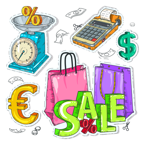 Sale elements hand drawing vector 02