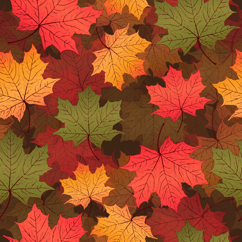 Seamless autumn leaves pattern vectors 01