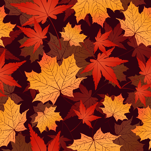 Seamless autumn leaves pattern vectors 02