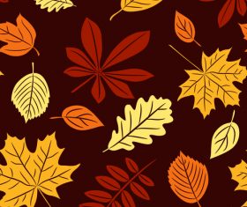 Seamless autumn leaves pattern vectors 03