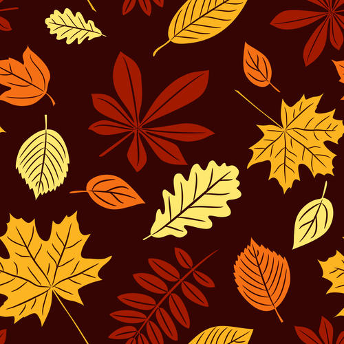 Seamless autumn leaves pattern vectors 03