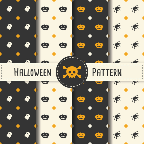 Seamless pattern halloween set vector 01