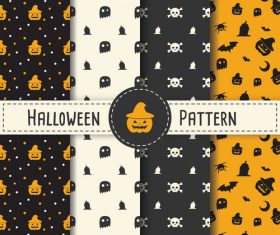 Seamless pattern halloween set vector 02
