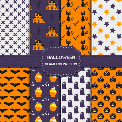 Seamless pattern halloween set vector 04