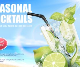 Seasonal cocktails poster design vector 01