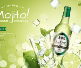 Seasonal cocktails poster design vector 03