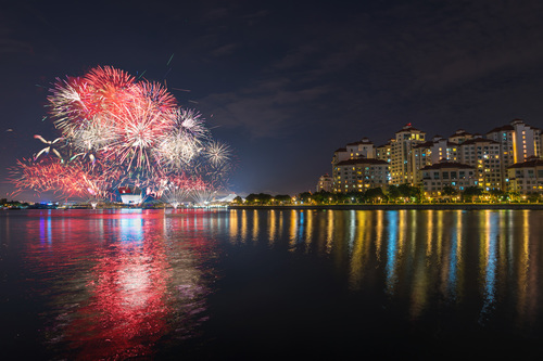 Singapore fireworks Stock Photo