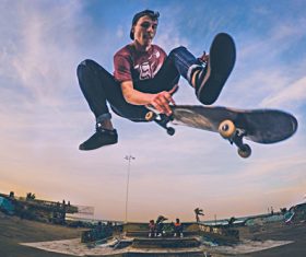 Skateboarder in air Stock Photo