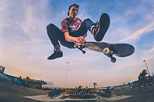 Skateboarder in air Stock Photo