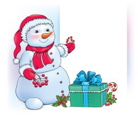 Snowman and christmas gifts illustration vectors 02