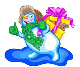 Snowman and christmas gifts illustration vectors 03