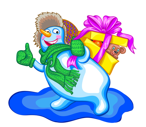 Snowman and christmas gifts illustration vectors 03