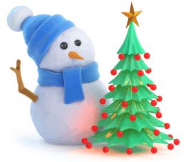 Snowman christmas tree design vector