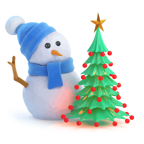 Snowman christmas tree design vector