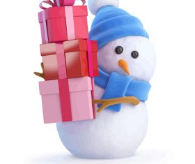Snowman with presents design vector