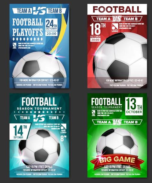 Soccer brochure with poster cover template vector 01