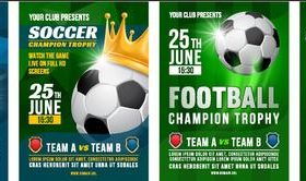 Soccer brochure with poster cover template vector 02