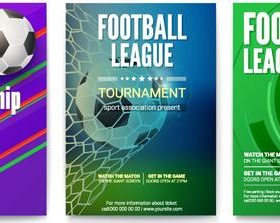 Soccer brochure with poster cover template vector 03