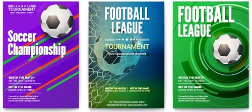 Soccer brochure with poster cover template vector 03