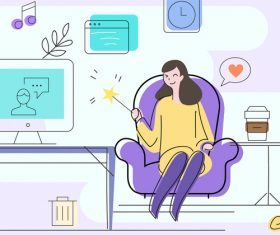 Social network fashion blogger vector illustration