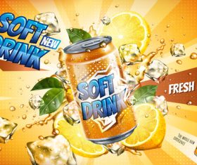 Soft drink lemon poster vector 01