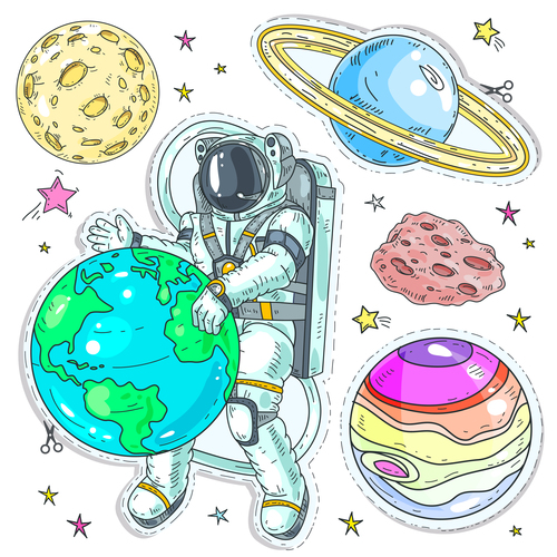 Space elements hand drawn vector 01