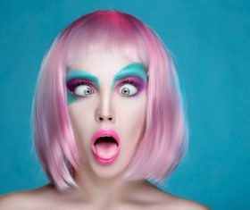 Stock Photo Avant-garde fashion girl funny funny expression 02